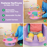 Bright Starts SuperSeat 3-in-1 Seat with Snacking Tray, Pink Paradise, 6 Months+