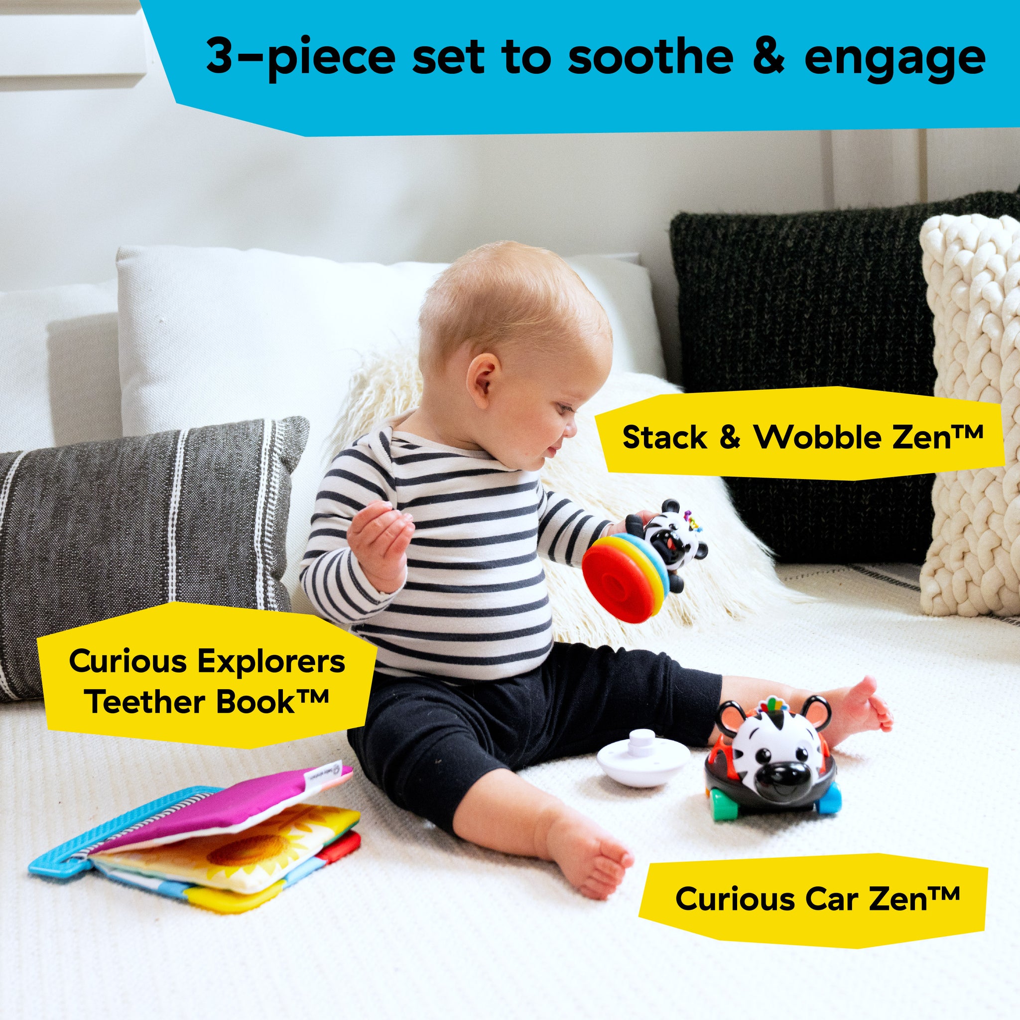 Baby Einstein Zen the Zebra 3-Piece Holiday Gift Set, Ages 3