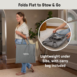 Ingenuity Stow & Go Folding Baby Bouncer Compact Portable Infant Seat with Vibration & Toy - Grey