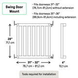 The Doorway 36S Series Custom Collection Pet and Baby Gate, Openings 30-36" Wide, 22" Tall - Natural Wood