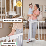 Ingenuity The Doorway Series Hands Free Open Gate for Babies and Pets - White