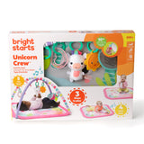 Bright Starts Unicorn Crew Baby Activity Gym & Machine-Washable Play Mat, Pink