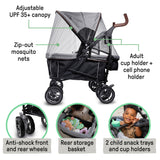 3Dlite Wagon Convenience Stroller - Black and Gray Tweed