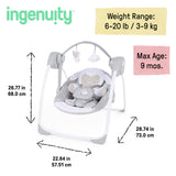 Ingenuity Comfort 2 Go Compact Portable Baby Swing, Cuddle Lamb