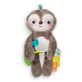Bright Starts Slingin Sloth Travel Buddy Attachable Stuffed Animal Infant Toy