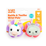 Bright Starts Rattle & Teethe Wrist Pals Toy, Unicorn & Llama