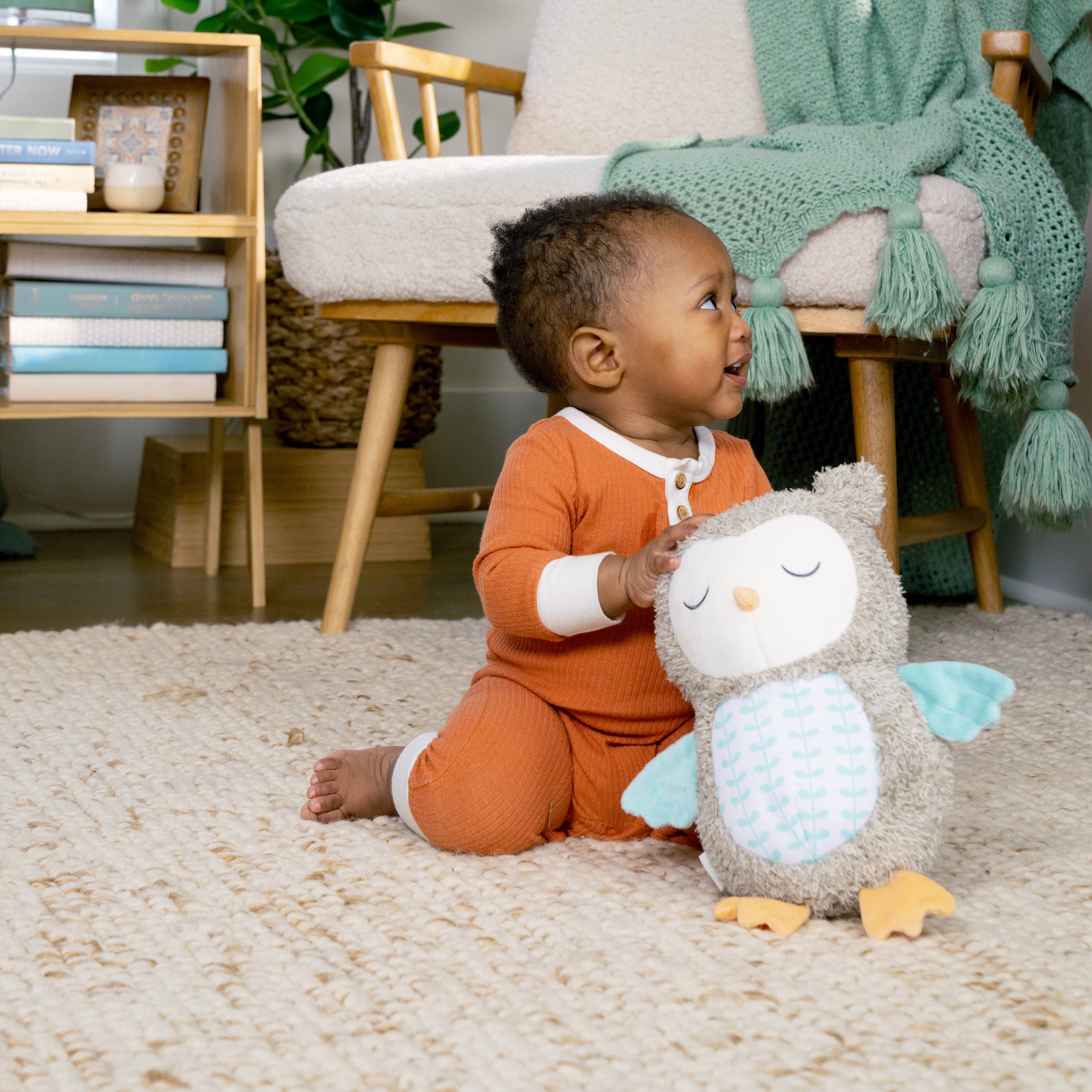 Ingenuity Nally The Owl Weighted Bean Bag Lovey – Soft Plush Sensory Toy For Newborns & Babies