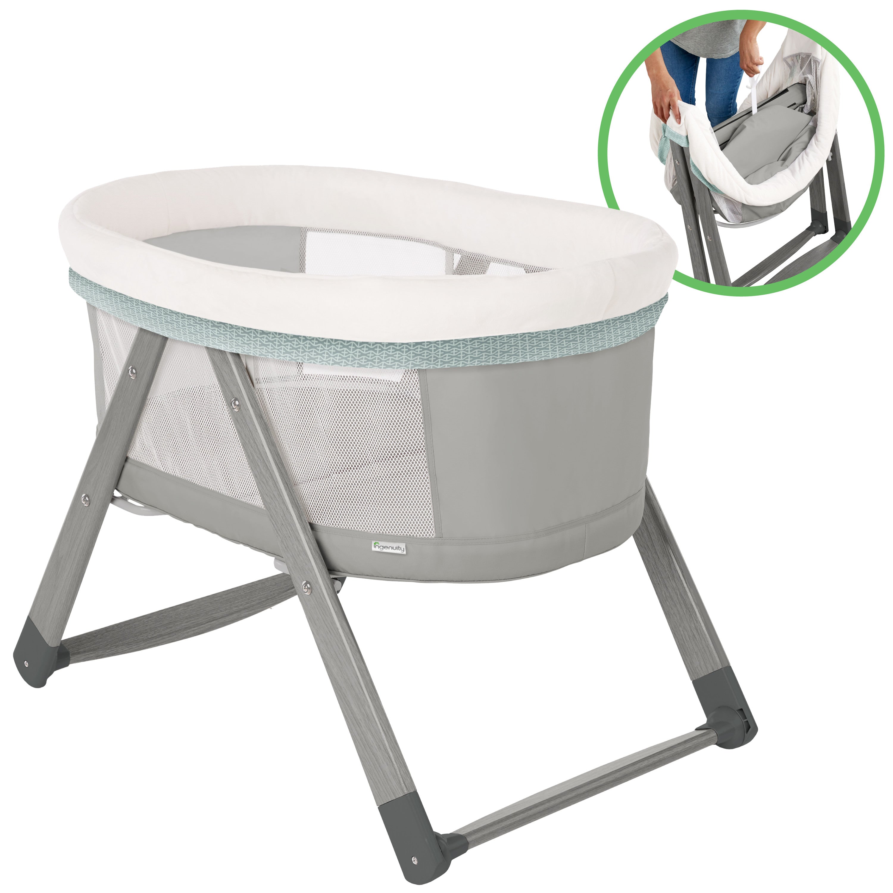 Wood FoldAway Rocking Bassinet Classic - Wallace Kids2, LLC Wood FoldAway Rocking Bassinet Classic - Wallace Kids2, LLC