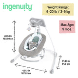 Ingenuity InLighten 2-in-1 Baby Swing & Rocker with Cool Mesh, Pemberton