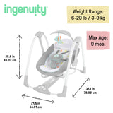 Ingenuity ConvertMe 2-in-1 Compact Portable Baby Swing 2 Infant Seat, Wimberly