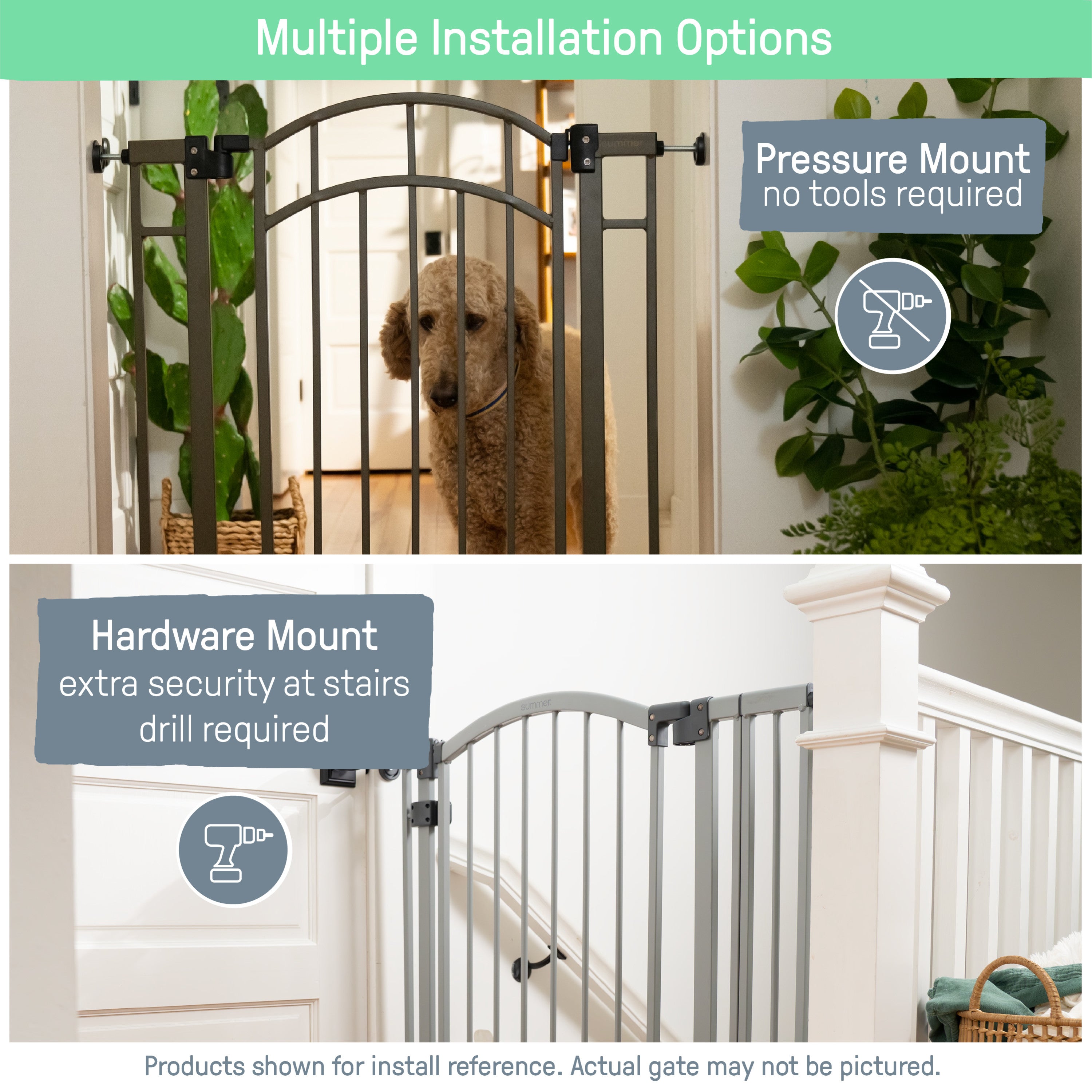 Summer Infant Extra Tall Decor Safety Pet and Baby Gate, 28” - 38.25” Wide,  36 Tall, Install In-between Rooms, Doorways and Stairways, 20” Wide Door
