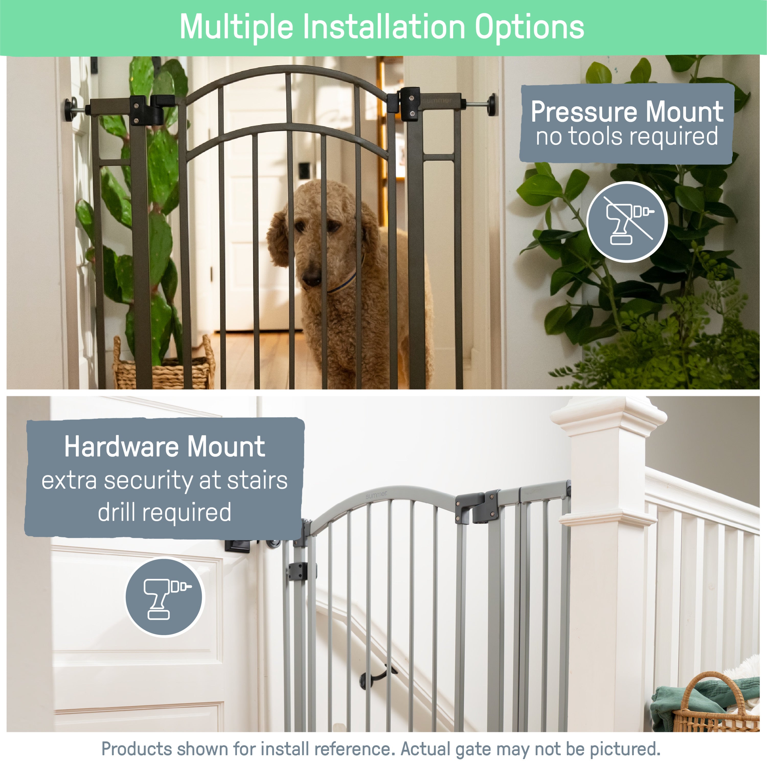 Anywhere Decorative Walk-Thru Pet and Baby Gate, Openings 28 42.5- Walnut/Charcoal – Kids2, LLC