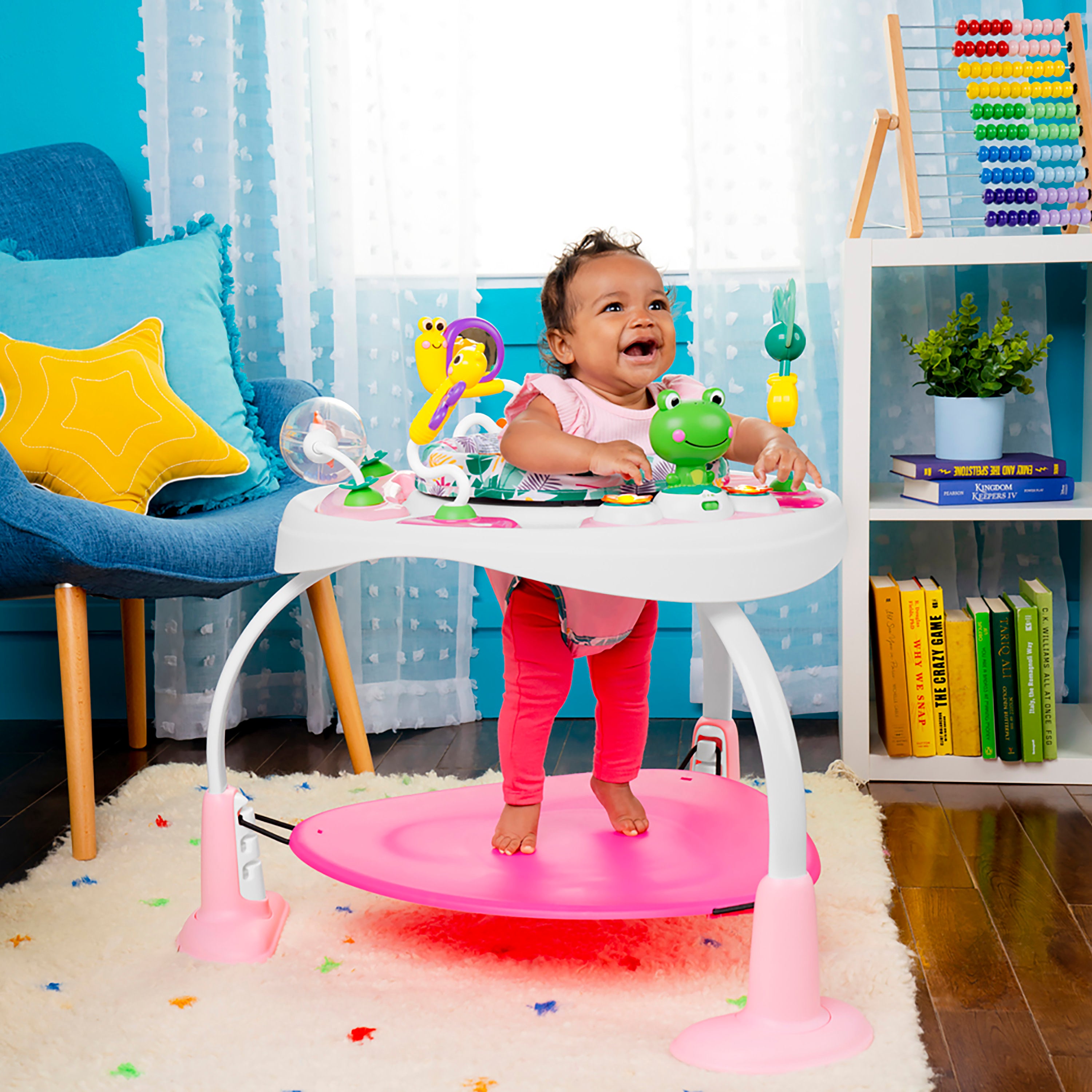 Bounce Bounce Baby 2-in-1 Activity Jumper & Table - Playful Palms