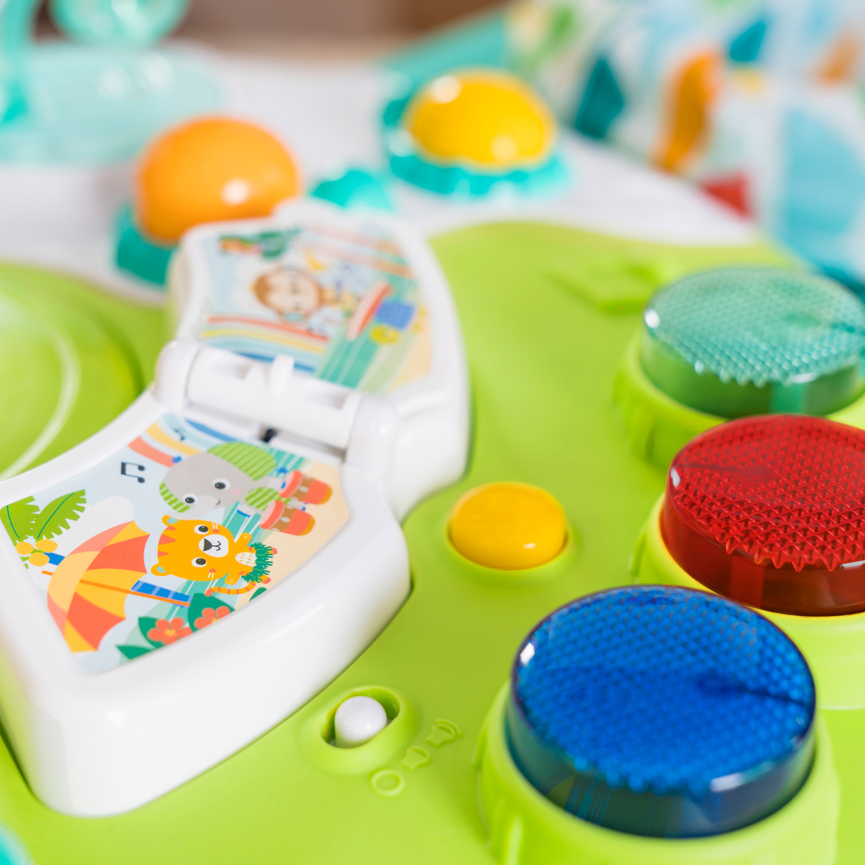 Bright Starts, Around We Go 2-in-1 Walk-Around Activity Centre and Play  Table - Tropic Cool, Walker with Music, Lights and Interactive Toys,  Removable