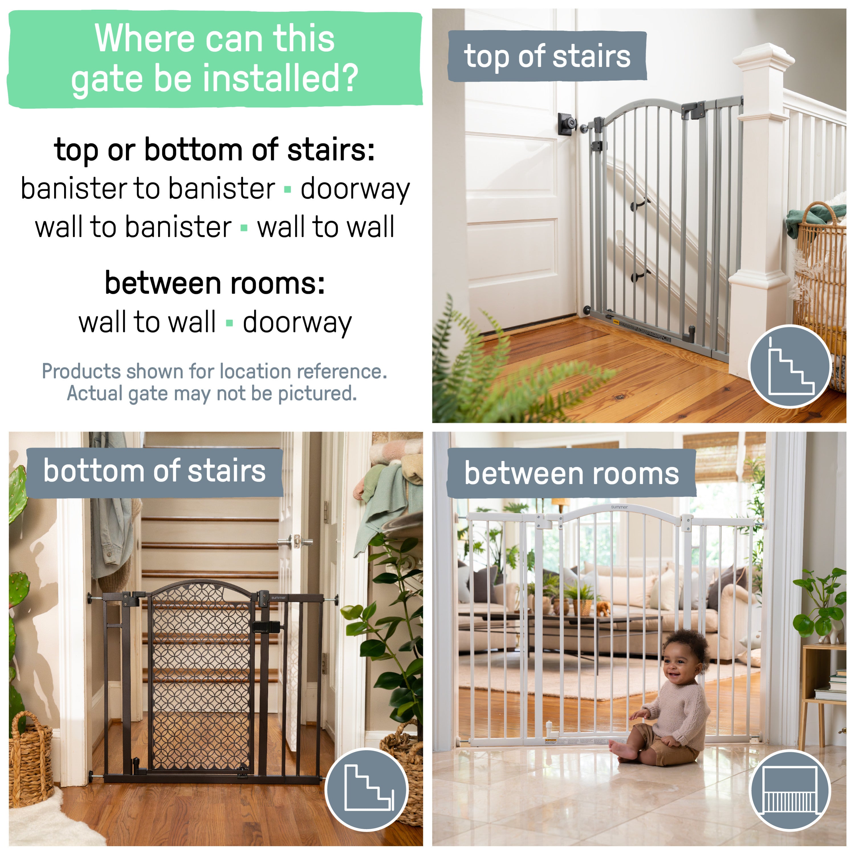 Walk-Thru Top Of Stairs Baby Gate