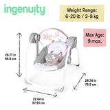 Ingenuity Comfort 2 Go Compact Portable Baby Swing, Flora the Unicorn