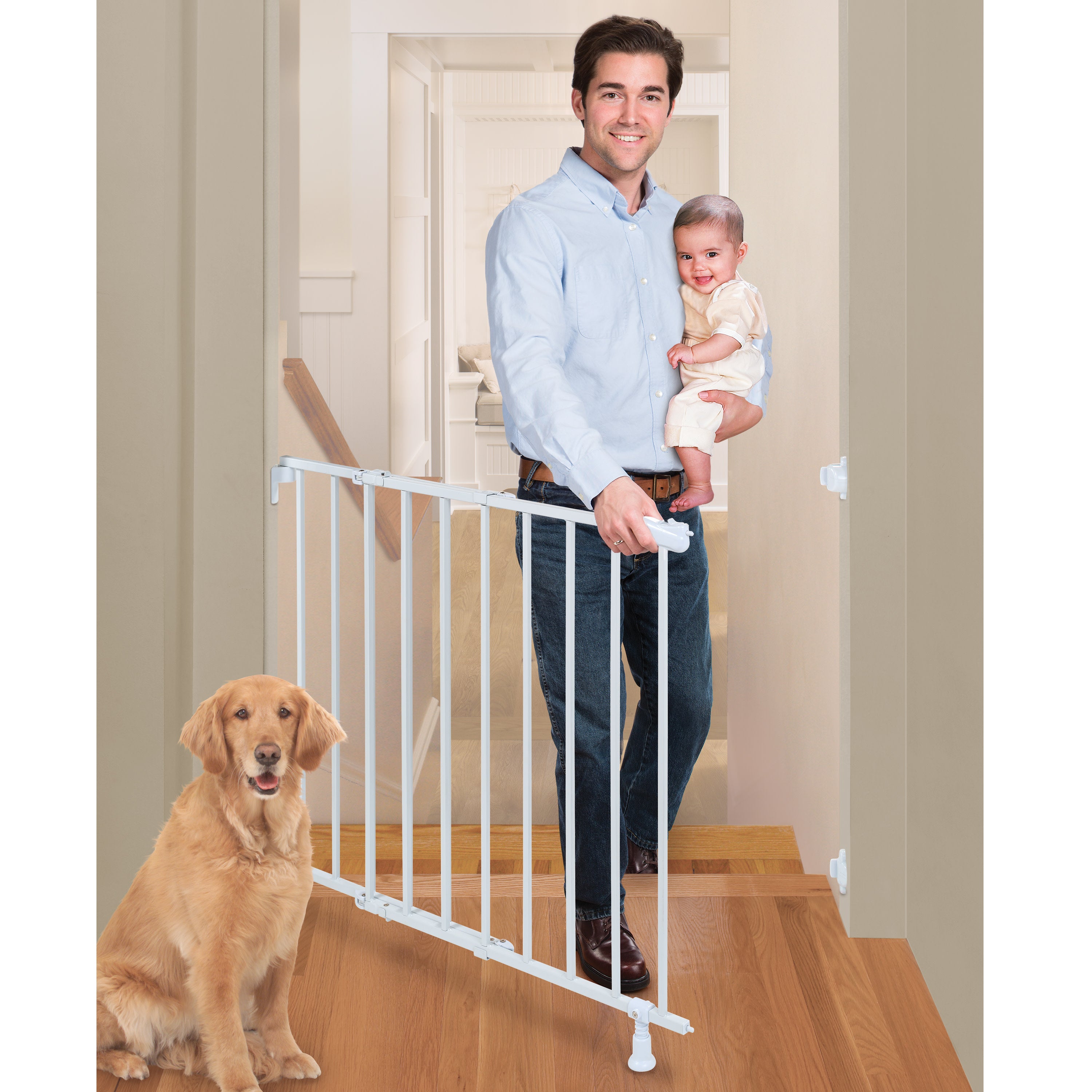 Top of Stairs Simple to Secure Metal Pet and Baby Gate, Openings 29