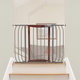 Anywhere Decorative Walk-Thru Pet and Baby Gate, Openings 28  42.5- Walnut/Charcoal