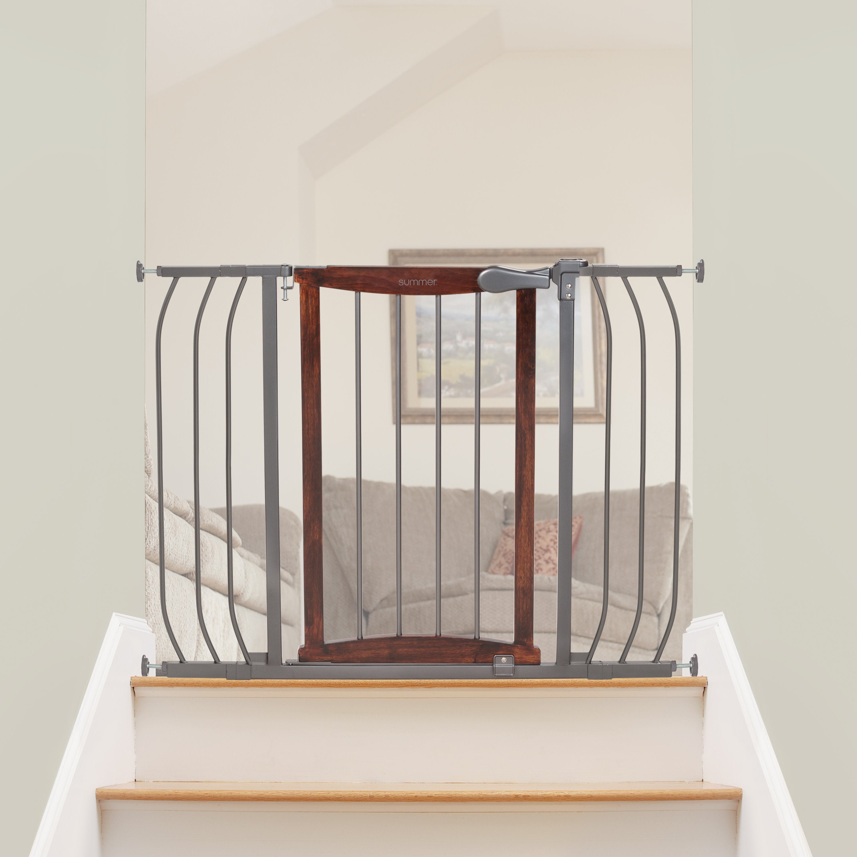 summer infant anywhere decorative walk thru gate Anywhere Decorative Walk-Thru Pet and Baby Gate, Openings 28 42.5- Walnut/Charcoal – Kids2, LLC